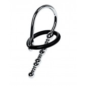 Серебристый уретральный плаг-бусины TOYFA Metal с мягким фиксириющим кольцом - ToyFa - купить с доставкой в Магнитогорске