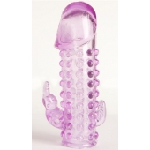 Закрытая фиолетовая насадка с 2 отростками - 13 см. - Toyfa Basic - в Магнитогорске купить с доставкой