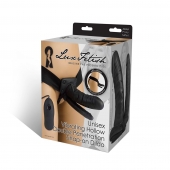 Полый страпон с двумя отростками и вибрацией Unisex Vibrating Hollow Strap-On Double Penetrating Dildo - 17,8 см. - Lux Fetish - купить с доставкой в Магнитогорске