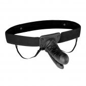 Полый страпон с двумя отростками и вибрацией Unisex Vibrating Hollow Strap-On Double Penetrating Dildo - 17,8 см. - Lux Fetish - купить с доставкой в Магнитогорске