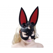 Черно-красная кожаная маска с длинными ушками - Sitabella - купить с доставкой в Магнитогорске