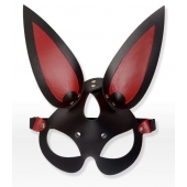 Черно-красная кожаная маска с длинными ушками - Sitabella - купить с доставкой в Магнитогорске