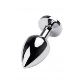 Серебристая коническая анальная пробка с красным кристаллом - 8 см. - ToyFa - купить с доставкой в Магнитогорске