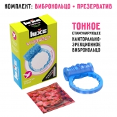 Голубое эрекционное виброкольцо Luxe VIBRO  Райская птица  + презерватив - Luxe - в Магнитогорске купить с доставкой