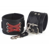 Кожаные наручники с декоративной лаковой шнуровкой - Sitabella - купить с доставкой в Магнитогорске