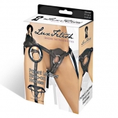 Черные трусики для страпона из патентованной кожи - Lux Fetish - купить с доставкой в Магнитогорске