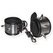 Серебристо-черные наручники с шипами и металлическим блеском - Sitabella - купить с доставкой в Магнитогорске