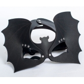 Черная кожаная маска на глаза  Летучая мышь - Sitabella - купить с доставкой в Магнитогорске