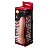 Телесная изогнутая насадка на Harness с коннектором BLACK LINE - 17 см. - LOVETOY (А-Полимер) - купить с доставкой в Магнитогорске