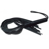 Чёрная кожаная плеть с жесткой ручкой - 63 см. - Sitabella - купить с доставкой в Магнитогорске