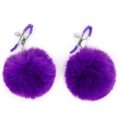 Зажимы для сосков с фиолетовым пушком - Notabu - купить с доставкой в Магнитогорске