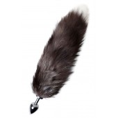 Серебристая металлическая анальная втулка с хвостом чернобурой лисы - размер S - ToyFa - купить с доставкой в Магнитогорске