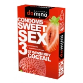 Презервативы для орального секса DOMINO Sweet Sex с ароматом клубничного коктейля  - 3 шт. - Domino - купить с доставкой в Магнитогорске