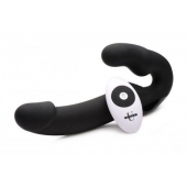 Черный безремневой страпон Urge Silicone Strap On с пультом ДУ - 24 см. - XR Brands - купить с доставкой в Магнитогорске