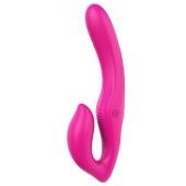 Ярко-розовый безремневой страпон REMOTE DOUBLE DIPPER - 22 см. - Dream Toys - купить с доставкой в Магнитогорске