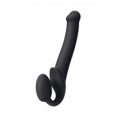 Черный безремневой страпон Silicone Bendable Strap-On M - Strap-on-me - купить с доставкой в Магнитогорске
