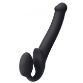 Черный безремневой страпон Silicone Bendable Strap-On M - Strap-on-me - купить с доставкой в Магнитогорске