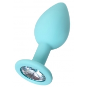 Мятная анальная пробка с прозрачным кристаллом Brilliant - 7 см. - ToyFa - купить с доставкой в Магнитогорске