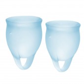 Набор голубых менструальных чаш Feel confident Menstrual Cup - Satisfyer - купить с доставкой в Магнитогорске