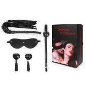 Эротический набор в черном цвете: маска, кляп, пэстисы, плётка - Notabu - купить с доставкой в Магнитогорске