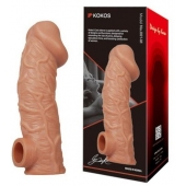 Телесная насадка на фаллос с отверстием для мошонки EXTREME SLEEVE - 17,6 см. - KOKOS - в Магнитогорске купить с доставкой