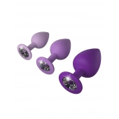 Набор из 3 фиолетовых анальных пробок со стразами Little Gems Trainer Set - Pipedream - купить с доставкой в Магнитогорске
