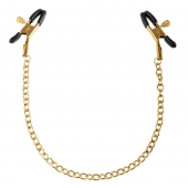 Чёрные с золотом зажимы на соски Gold Chain Nipple Clamps - Pipedream - купить с доставкой в Магнитогорске