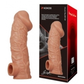 Телесная насадка на фаллос с фиксацией мошонки EXTREME SLEEVE - 15,6 см. - KOKOS - в Магнитогорске купить с доставкой
