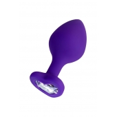 Фиолетовая анальная втулка Diamond Heart с прозрачным кристаллом - 8 см. - ToyFa - купить с доставкой в Магнитогорске