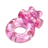 Розовое эрекционное виброкольцо на пенис Pink Bear - Baile - в Магнитогорске купить с доставкой