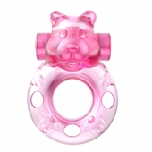 Розовое эрекционное виброкольцо на пенис Pink Bear - Baile - в Магнитогорске купить с доставкой