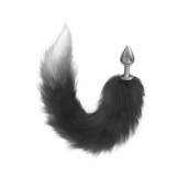 Серебристая анальная пробка с черным хвостом Galaxy - Lola Games - купить с доставкой в Магнитогорске