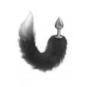 Серебристая анальная пробка с черным хвостом Starlit - Lola Games - купить с доставкой в Магнитогорске