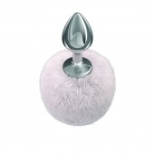 Серебристая анальная пробка с белым пушистым хвостиком Twinkle - Lola Games - купить с доставкой в Магнитогорске