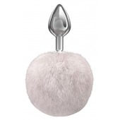 Серебристая анальная пробка с белым пушистым хвостиком Twinkle - Lola Games - купить с доставкой в Магнитогорске