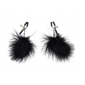 Зажимы на соски с черным пухом Euphoric - Lola Games - купить с доставкой в Магнитогорске