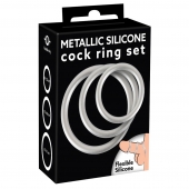 Набор из 3 эрекционных колец под металл Metallic Silicone Cock Ring Set - Orion - в Магнитогорске купить с доставкой