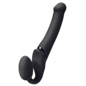 Черный безремневой вибрострапон Silicone Bendable Strap-On M - Strap-on-me - купить с доставкой в Магнитогорске