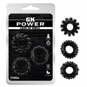 Набор из 3 черных эрекционных колец Gear Up Rings - Chisa - в Магнитогорске купить с доставкой