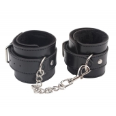 Черные оковы на ноги Obey Me Leather Ankle Cuffs - Chisa - купить с доставкой в Магнитогорске