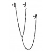 Черные зажимы на соски и клитор на цепочке DELUXE NIPPLE   CLIT CLAMPS - Dream Toys - купить с доставкой в Магнитогорске