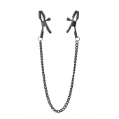 Черные зажимы на соски на цепочке BLAZE DELUXE NIPPLE CLAMPS - Dream Toys - купить с доставкой в Магнитогорске