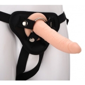 Телесный страпон на черных трусиках STRAP ON REAL DILDO - 20 см. - Dream Toys - купить с доставкой в Магнитогорске