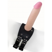 Черный узкий пояс на бедро с телесной насадкой - LOVETOY (А-Полимер) - купить с доставкой в Магнитогорске