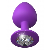 Фиолетовая анальная пробка со стразом Her Little Gem Large Plug - 9,5 см. - Pipedream - купить с доставкой в Магнитогорске