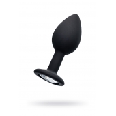 Черная анальная втулка с прозрачным стразом - 7,2 см. - POPO Pleasure - купить с доставкой в Магнитогорске