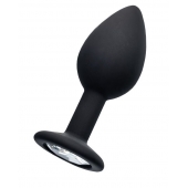 Черная анальная втулка с прозрачным стразом - 7,2 см. - POPO Pleasure - купить с доставкой в Магнитогорске