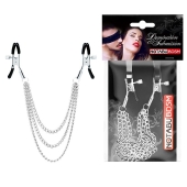 Оригинальные зажимы на соски с тройной цепочкой - Notabu - купить с доставкой в Магнитогорске