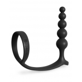 Черная анальная цепочка с эрекционным кольцом Ass-gasm Cockring Anal Beads - Pipedream - в Магнитогорске купить с доставкой