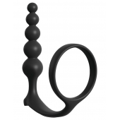 Черная анальная цепочка с эрекционным кольцом Ass-gasm Cockring Anal Beads - Pipedream - в Магнитогорске купить с доставкой